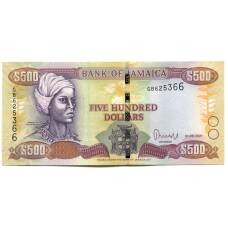 Банкнота 500 долларов 2021 года Ямайка