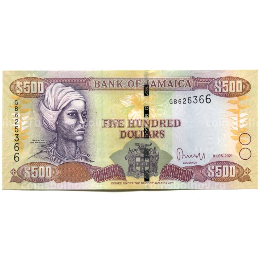 Банкнота 500 долларов 2021 года Ямайка