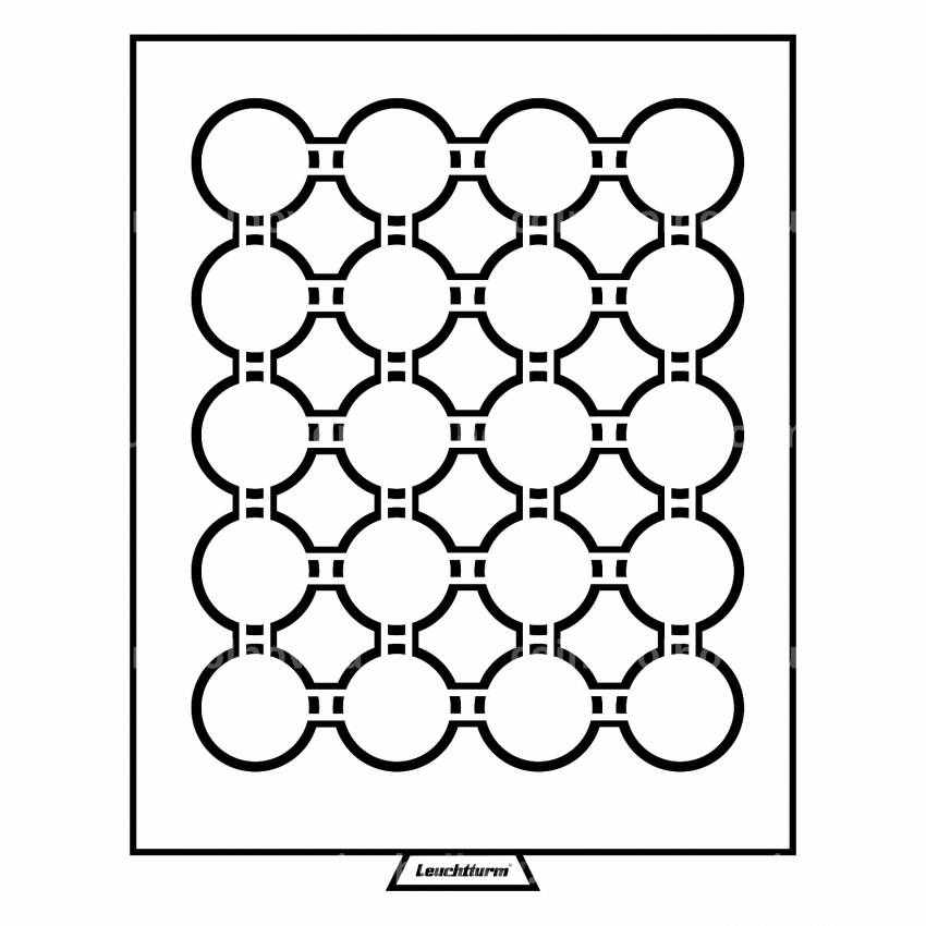 Кассета на 20 ячеек для хранения и презентации монет в капсулах диаметром до 43 мм MB черный LEUCHTTURM 359445