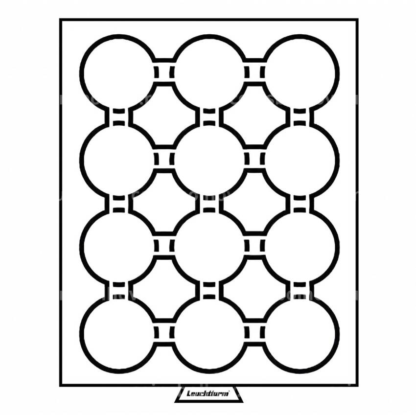 Кассета на 12 ячеек для хранения и презентации монет в капсулах диаметром до 47 мм MB черный LEUCHTTURM 359447