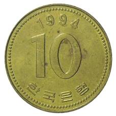 Монета 10 вон 1994 года Южная Корея (аверс)