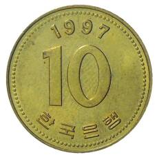 Монета 10 вон 1997 года Южная Корея (аверс)