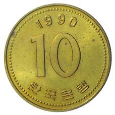 Монета 10 вон 1990 года Южная Корея (аверс)