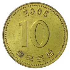 Монета 10 вон 2005 года Южная Корея (аверс)