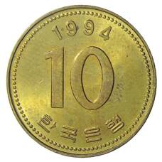 Монета 10 вон 1994 года Южная Корея (аверс)