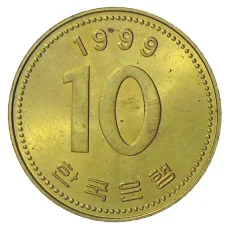 Монета 10 вон 1999 года Южная Корея (аверс)