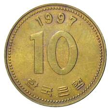 Монета 10 вон 1997 года Южная Корея (аверс)