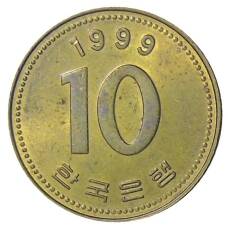 Монета 10 вон 1999 года Южная Корея (аверс)