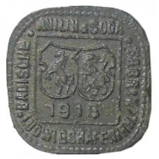 Монета 1 пфенниг 1918 года Германия Нотгельд —  Людвигсхафен (реверс)