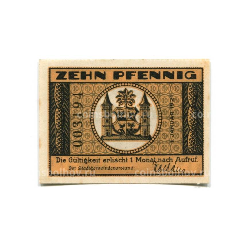 Банкнота 10 пфеннигов 1921 года Австрия Нотгельд — Ильменау
