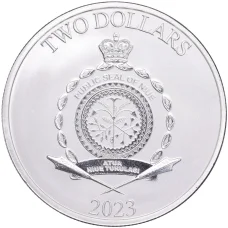 Монета 2 доллара 2023 года Ниуэ —  Дисней — Микки и Минни в день Святого Валентина (реверс)