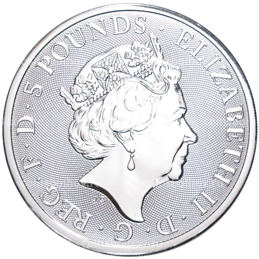 Монета 5 фунтов 2023 года Великобритания —   Звери Тюдоров — Йель Бофорта (вид 2)