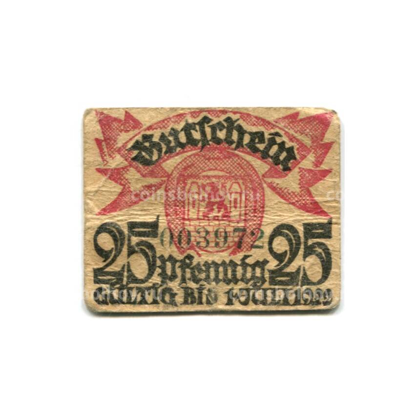 Банкнота 25 пфеннигов 1922 года Германия Нотгельд — Виттинген