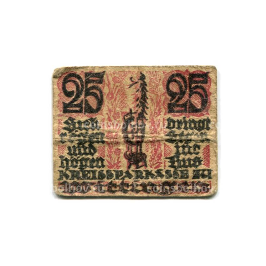 Банкнота 25 пфеннигов 1922 года Германия Нотгельд — Виттинген (вид 2)