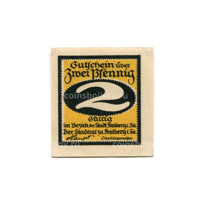 Банкнота 2 пфеннига 1921 года Германия Нотгельд — Фрайберг