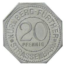 Монета 20 пфеннигов 1921 года Германия — Трамвайный нотгельд —  город Нюрнберг (реверс)