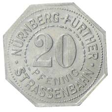 Монета 20 пфеннигов 1921 года Германия — Трамвайный нотгельд —  город Нюрнберг (реверс)