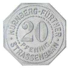 Монета 20 пфеннигов 1921 года Германия — Трамвайный нотгельд —  город Нюрнберг (реверс)