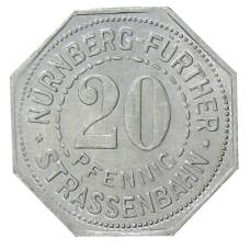 Монета 20 пфеннигов 1921 года Германия — Трамвайный нотгельд —  город Нюрнберг (реверс)