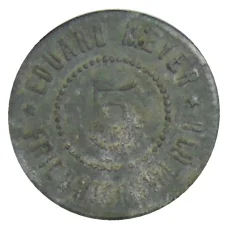 Монета 5 пфеннигов 1918 года Германия Нотгельд — Едуард Мейер (реверс)