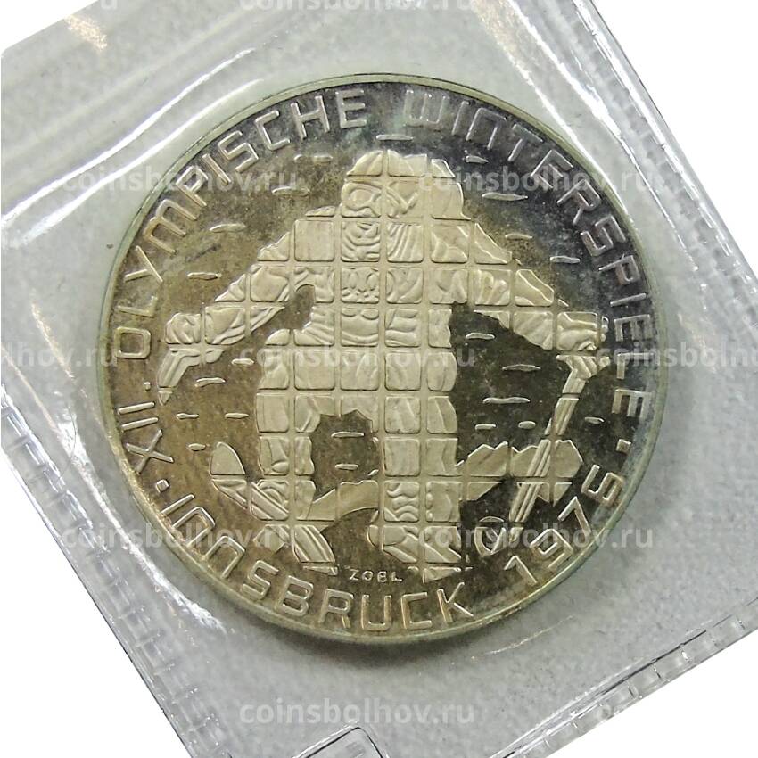Монета 100 шиллингов 1975 года Австрия — XII зимние Олимпийские Игры, Инсбрук 1976 — Лыжник
