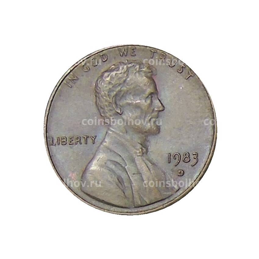Монета 1 цент 1983 года D США