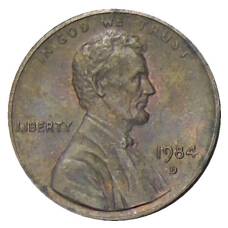 Монета 1 цент 1984 года D США (аверс)