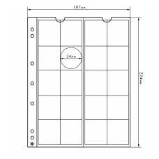 Лист выдвижной для 20 монет диаметром до 34 мм формат «Numis» LEUCHTTURM 338571 (аверс)