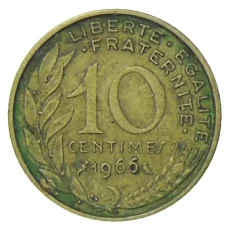 Монета 10 сантимов 1966 года Франция (аверс)