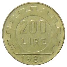 Монета 200 лир 1981 года Италия (аверс)