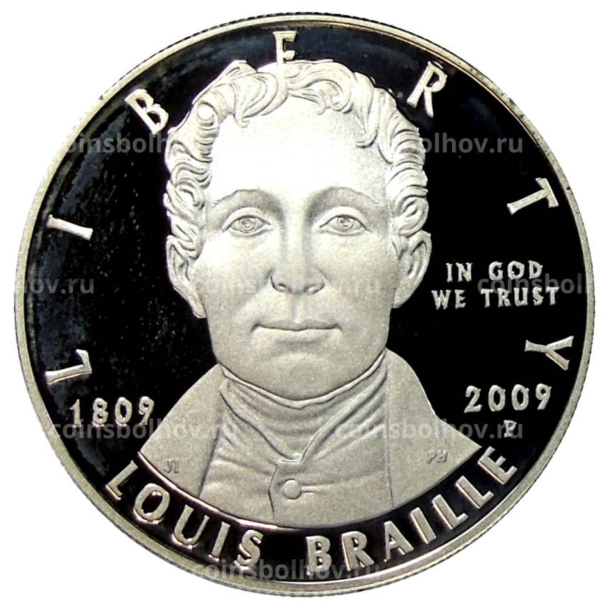 Монета 1 доллар  2009 года P США —  200 лет со дня рождения Луи Брайля