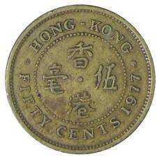 Монета 50 центов 1977 года Гонконг (аверс)