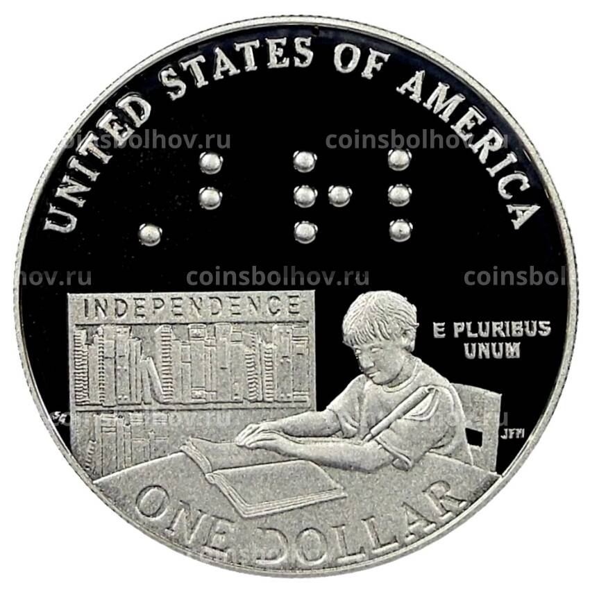 Монета 1 доллар 2009 года P США — 200 лет со дня рождения Луи Брайля (вид 2)