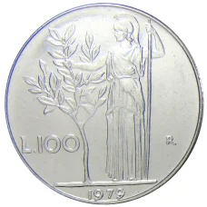 Монета 100 лир 1979 года Италия (аверс)