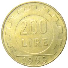 Монета 200 лир 1998 года Италия (аверс)