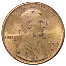 Монета 1 цент 1984 года D США (аверс)