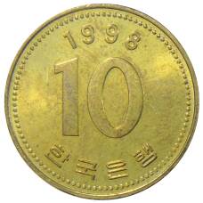 Монета 10 вон 1998 года Южная Корея (аверс)