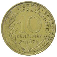 Монета 10 сантимов 1967 года Франция (аверс)