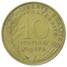 Монета 10 сантимов 1967 года Франция (аверс)