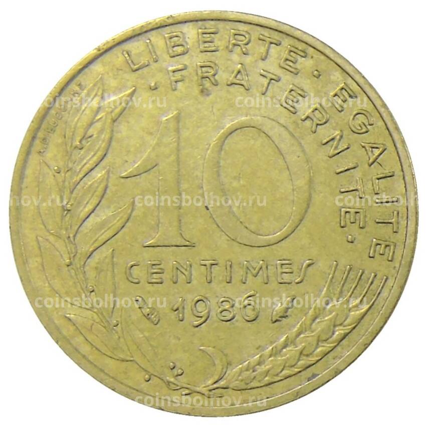 Монета 10 сантимов 1986 года Франция