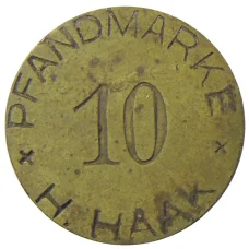 Монета Жетон рекламный 10 френдмарок Н.НААК Германия (аверс)