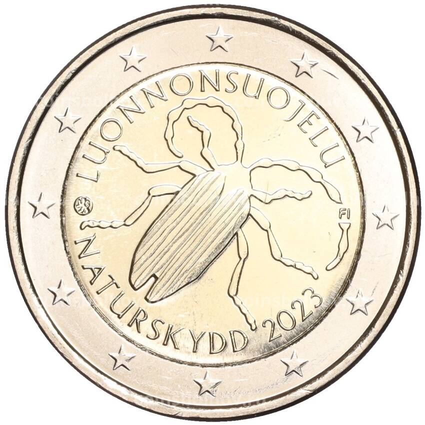Монета 2 евро 2023 года Финляндия —  100 лет первому закону Финляндии об охране природы