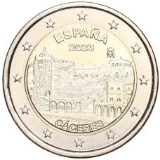 Монета 2 евро 2023 года Испания — Всемирное наследие  ЮНЕСКО — Касерес (аверс)