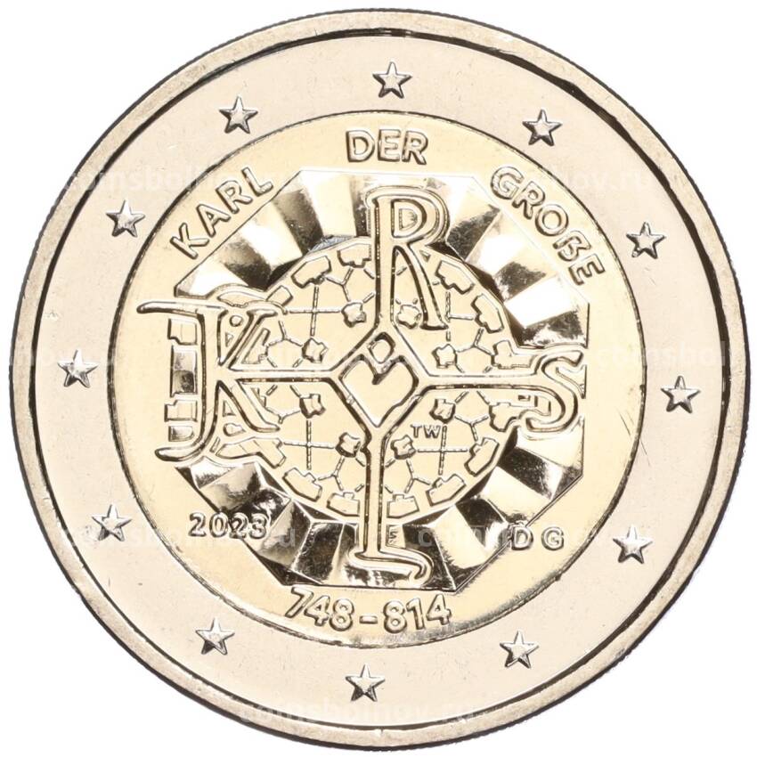 Монета 2 евро 2023 года G Германия — 1275 лет со дня рождения Карла Великого
