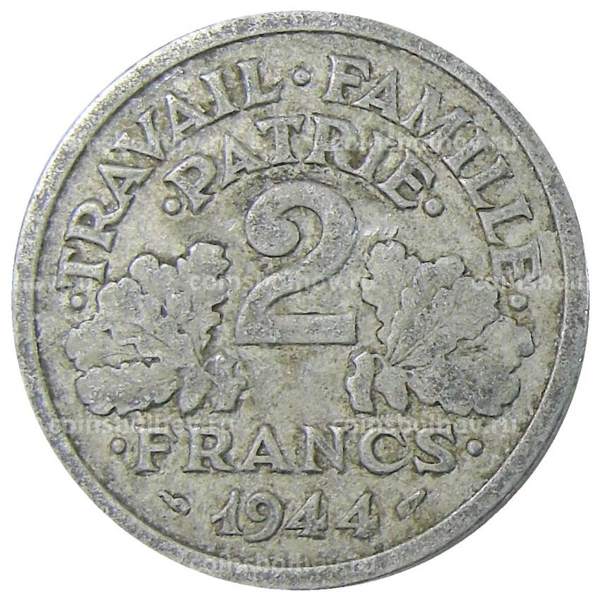 Монета 2 франка 1944 года Франция