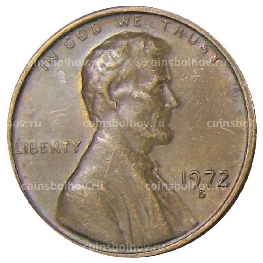 Монета 1 цент 1972 года D США