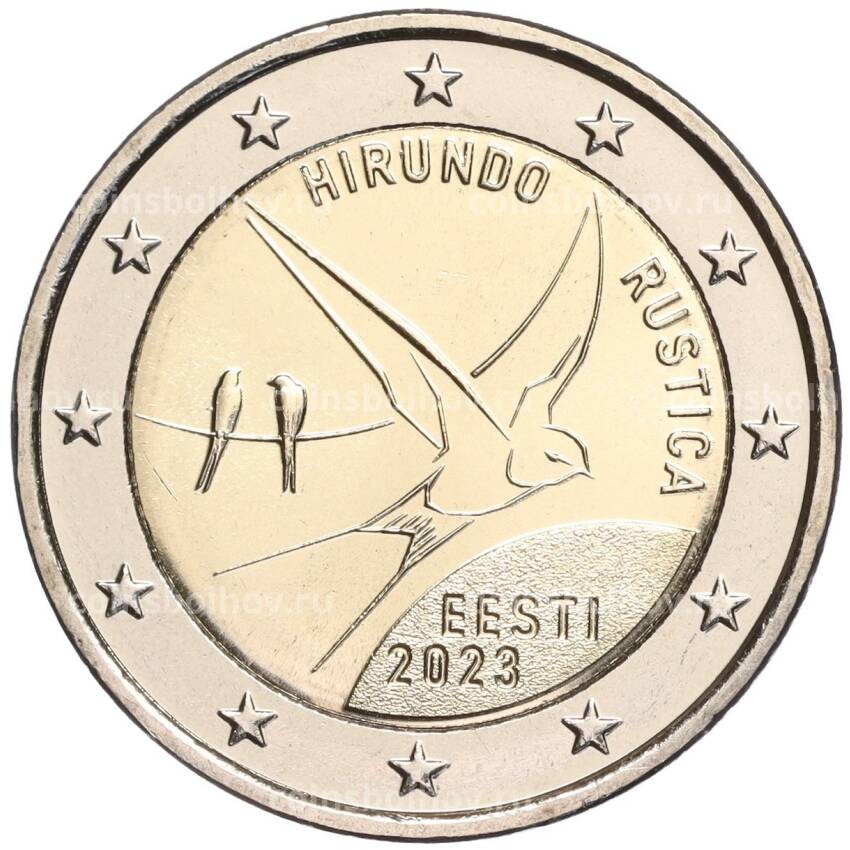 Монета 2 евро 2023 года Эстония —  «Деревенская ласточка»