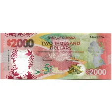 Банкнота 2000 долларов 2022 года Гайана — 55 лет Независимости (аверс)