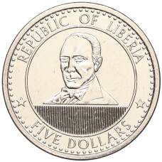 Монета 5 долларов 2022 года Либерия (аверс)