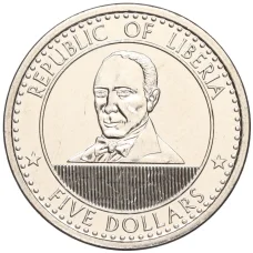 Монета 5 долларов 2022 года Либерия (аверс)
